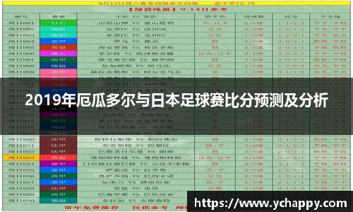 2019年厄瓜多尔与日本足球赛比分预测及分析